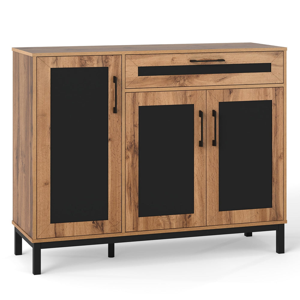 120cm Sideboard Buffet Cabinet with Drawer and 3 Doors for Kitchen-Natural