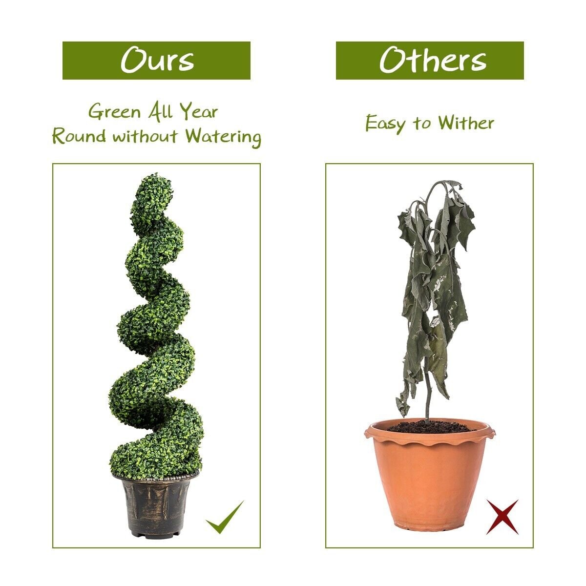 2 Pieces 120cm Artificial Boxwood Spiral Tree