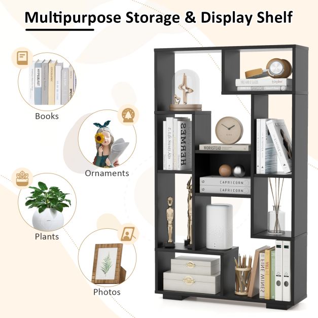 120cm Tall Bookshelf with Anti-tipping Kits for Home Office-Black