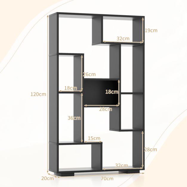 120cm Tall Bookshelf with Anti-tipping Kits for Home Office-Black