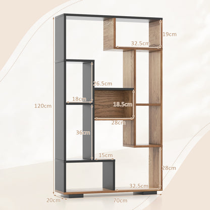 120cm Tall Bookshelf with Anti-tipping Kits for Home Office-Black &amp; Brown
