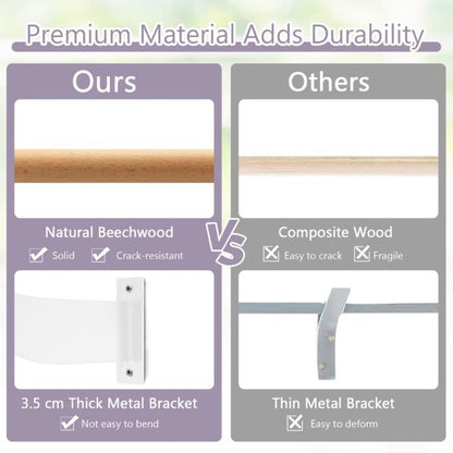 120CM Wall-Mounted Beech Wood Ballet Barre-White