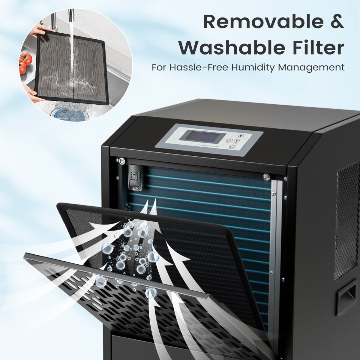 120L Commercial Industrial Dehumidifier for Spaces up to 500㎡-Black