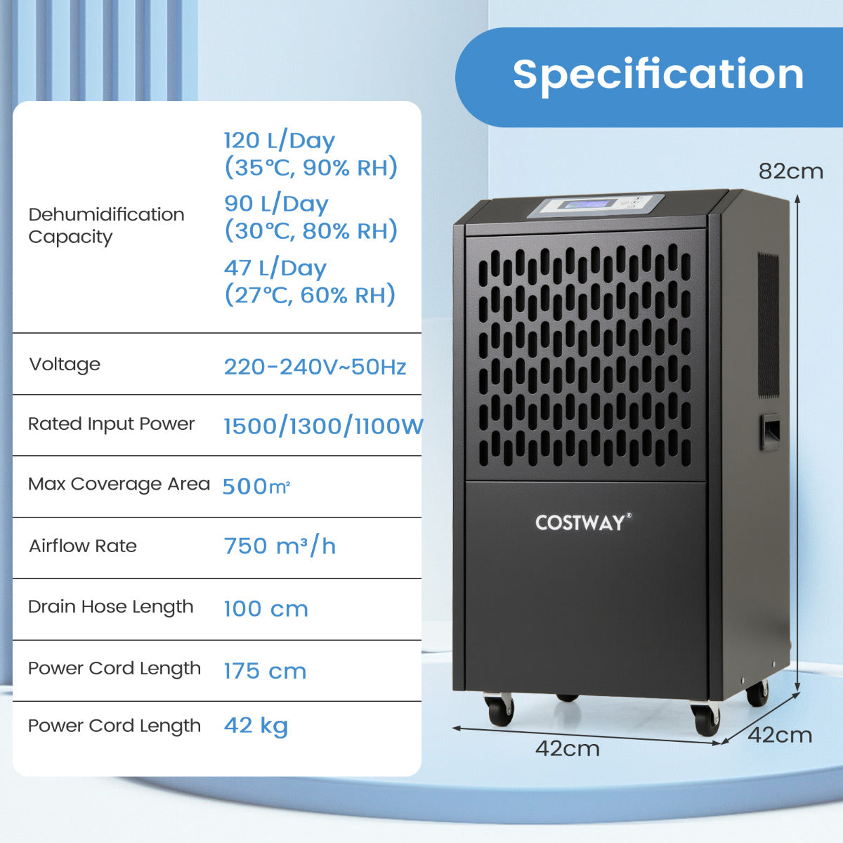 120L Commercial Industrial Dehumidifier for Spaces up to 500㎡