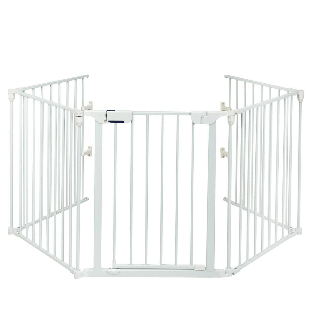 5 Panel Baby Safety Playpen Fireplace Barrier Gate Room Divider-White