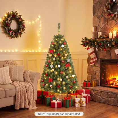 122 cm Artificial Christmas Tree with Branch Tips and LED Lights for Indoor