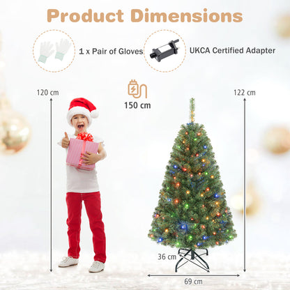 122 cm Artificial Christmas Tree with Branch Tips and LED Lights for Indoor