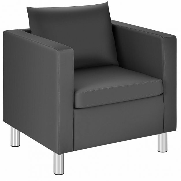 Single PU Leather Accent Tub Chair with Pillow