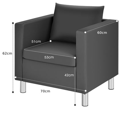 Single PU Leather Accent Tub Chair with Pillow