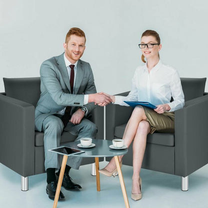 Single PU Leather Accent Tub Chair with Pillow