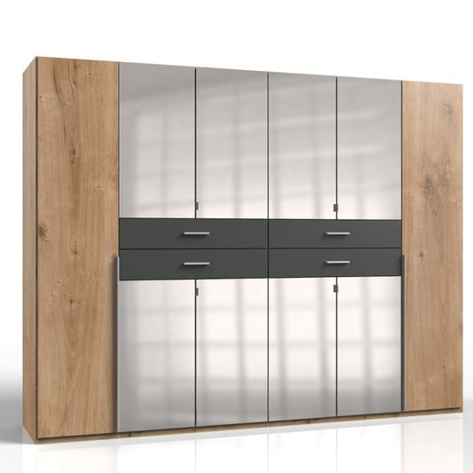 Wardrobe DENMARK 6 Door Wardrobe Finish Oak and Graphite 270cm