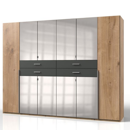 Wardrobe DENMARK 6 Door Wardrobe Finish Oak and Graphite 270cm