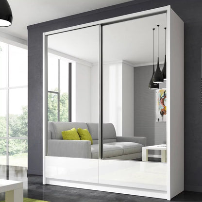 Aria II Sliding Door Wardrobe 184cm-Black Marble