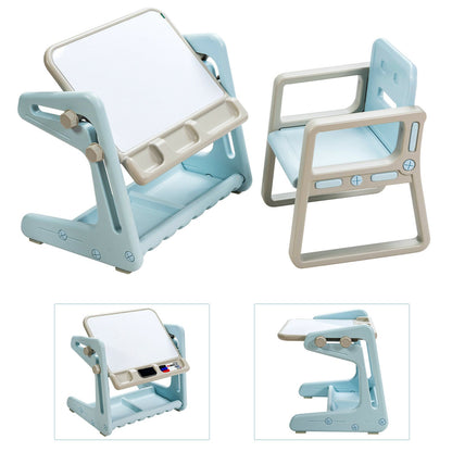 Children's Art Easel / Table and Chair Set with Ample Storage Space-Blue