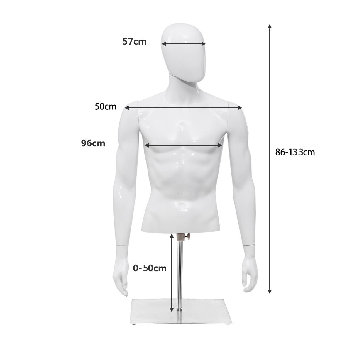 133 cm Male Mannequin Half Body Manikin with Metal Base