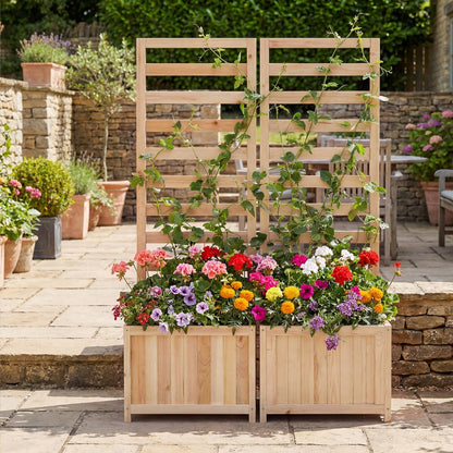 123 cm Tall Elevated Planter Box with Drainage Holes and Gaps-Natural