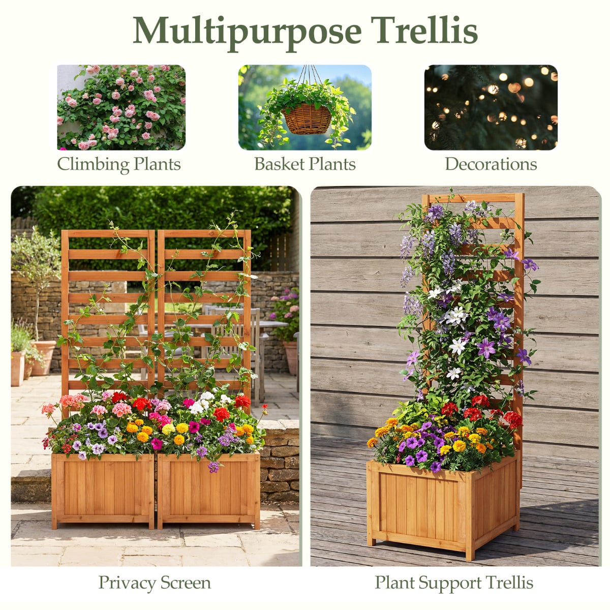 123 cm Tall Elevated Planter Box with Drainage Holes and Gaps-Orange