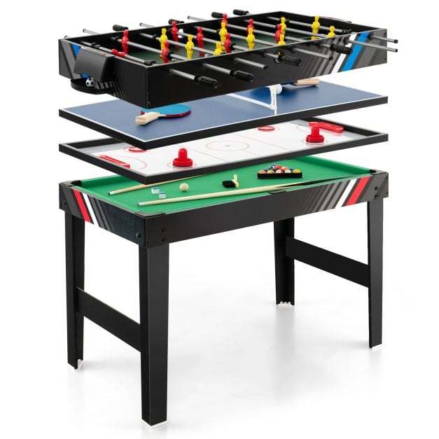 125CM 4-in-1 Multi Games Table with Accessories for Home Play Room-Black