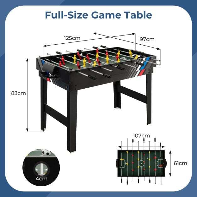 125CM 4-in-1 Multi Games Table with Accessories for Home Play Room-Black
