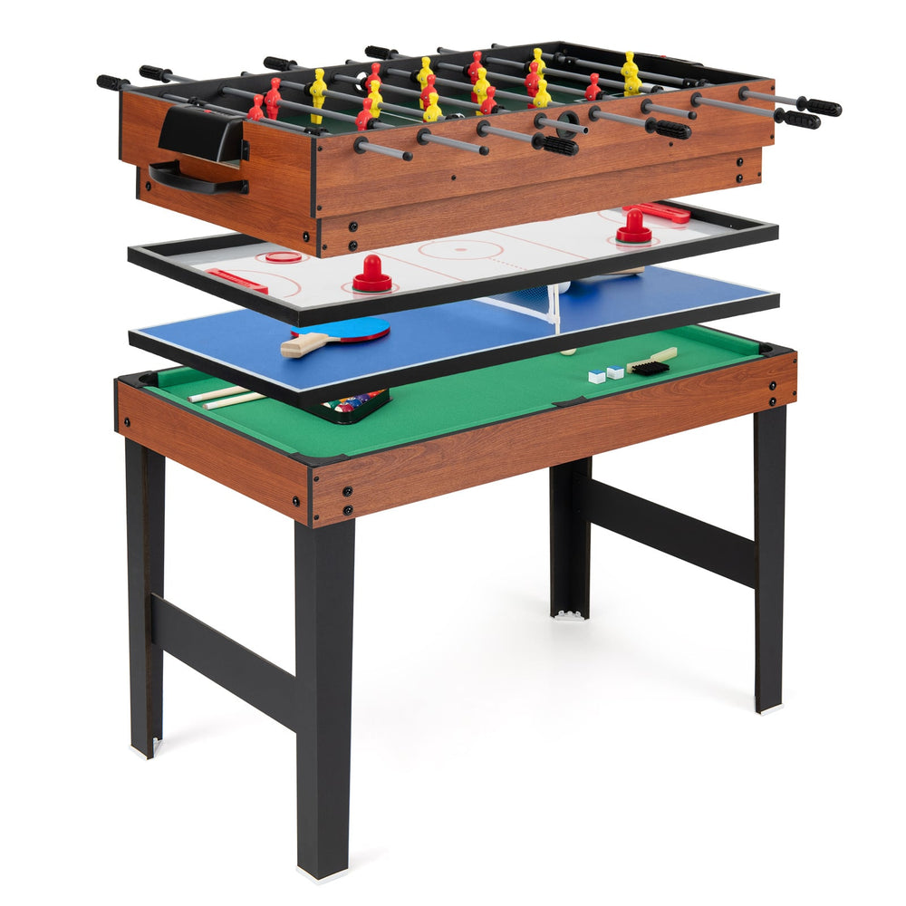 125CM 4-in-1 Multi Games Table with Accessories for Home Play Room-Natural