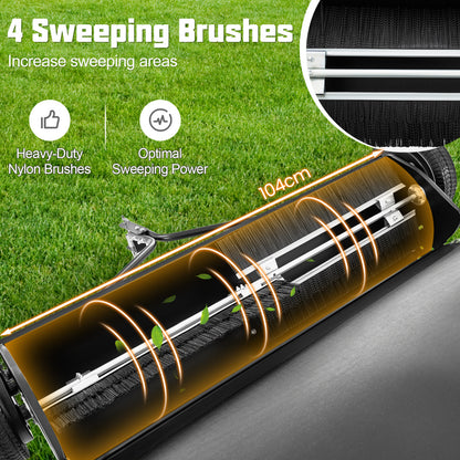 126 cm Tow-Behind Lawn Sweeper with Large-Capacity Hopper Bag-Black