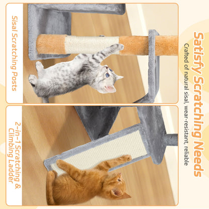 128 CM Tall Cat Tree with Sisal Scratching Posts and Ladder