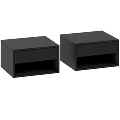 HOMCOM Floating Bedside Tables Set of 2, Wall Mounted Nightstand, Black