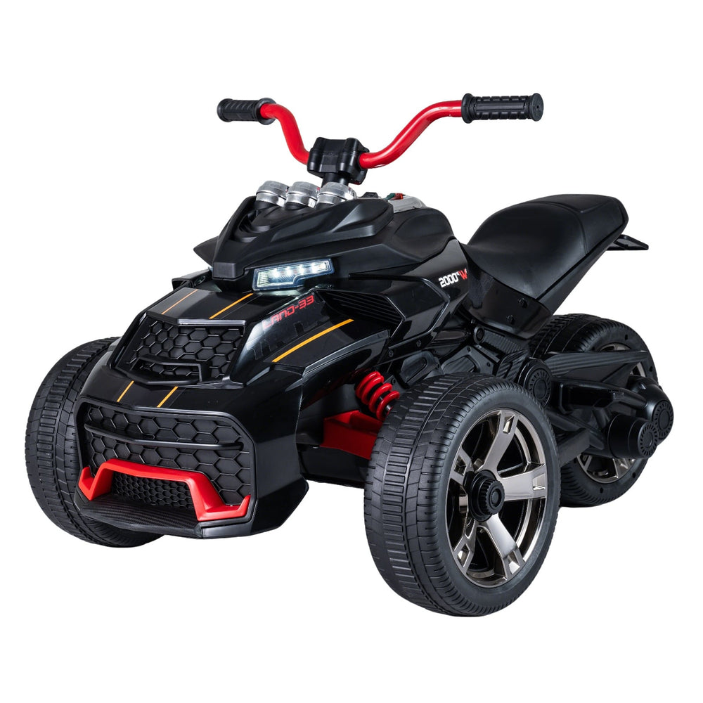 12V Battery Powered Kids Ride on ATV with USB Port High or Low Speed and Head and Tail Light-Black