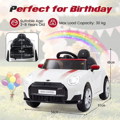 12V Electric Kids Ride on Car BMW MINI Licensed with Remote Control-White