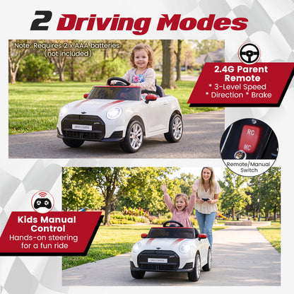 12V Electric Kids Ride on Car BMW MINI Licensed with Remote Control-White