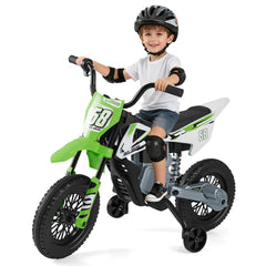 12V Kids Dirt Bike with Twist Throttle Grip Electric Motorcycle with Music-Green
