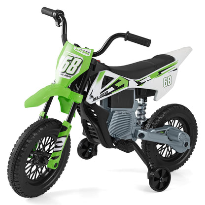 12V Kids Dirt Bike with Twist Throttle Grip Electric Motorcycle with Music-Green