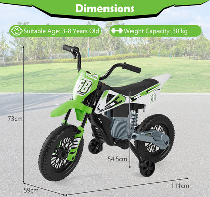 12V Kids Dirt Bike with Twist Throttle Grip Electric Motorcycle with Music-Green