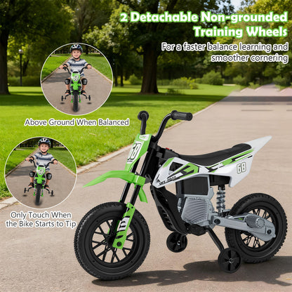 12V Kids Dirt Bike with Twist Throttle Grip Electric Motorcycle with Music-Green