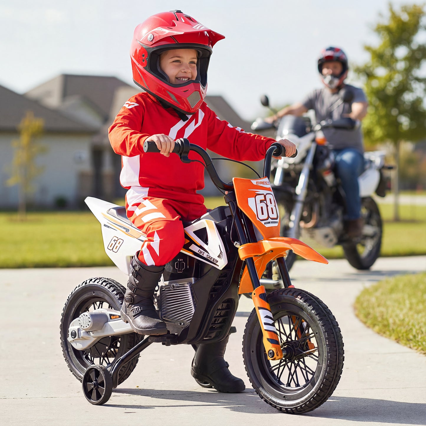 12V Kids Dirt Bike with Twist Throttle Grip Electric Motorcycle with Music-Orange