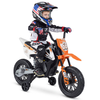 12V Kids Dirt Bike with Twist Throttle Grip Electric Motorcycle with Music-Orange
