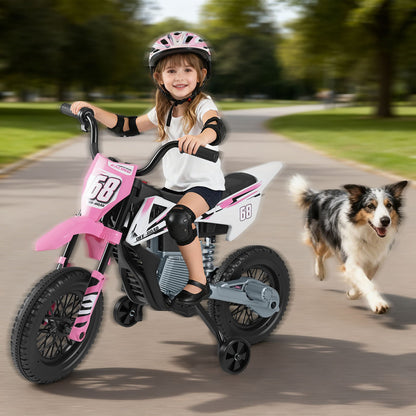 12V Kids Dirt Bike with Twist Throttle Grip Electric Motorcycle with Music-Pink