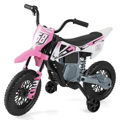 12V Kids Dirt Bike with Twist Throttle Grip Electric Motorcycle with Music-Pink