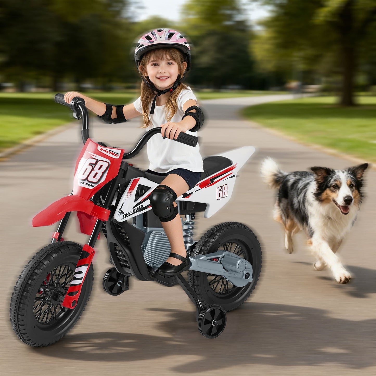 12V Kids Dirt Bike with Twist Throttle Grip Electric Motorcycle with Music-Red