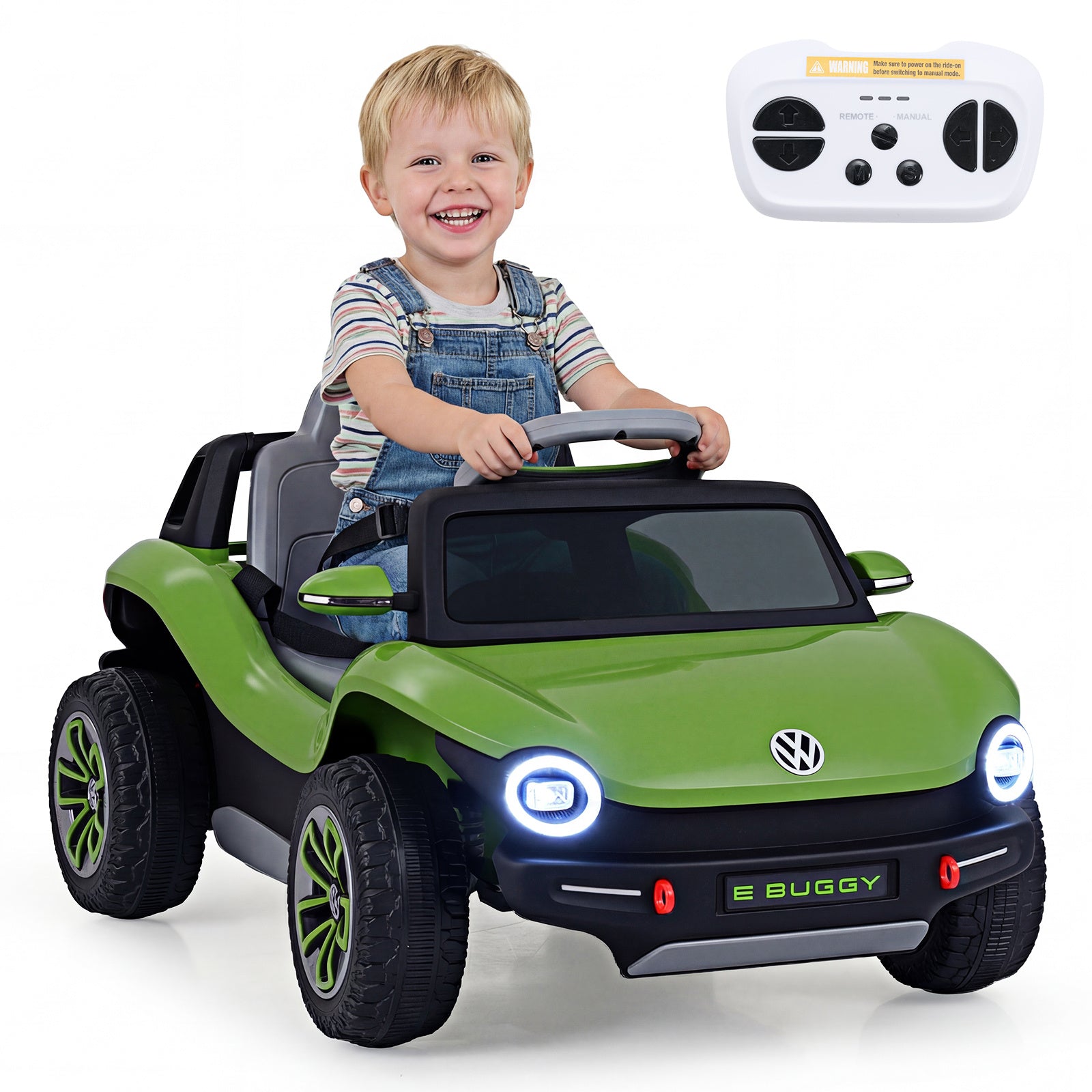 12V Kids Electric Car Licensed Volkswagen with Remote and LED Headlights-Green