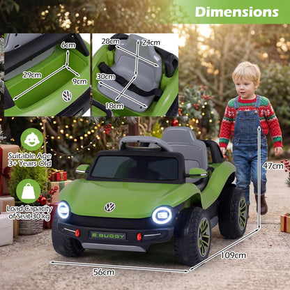 12V Kids Electric Car Licensed Volkswagen with Remote and LED Headlights-Green