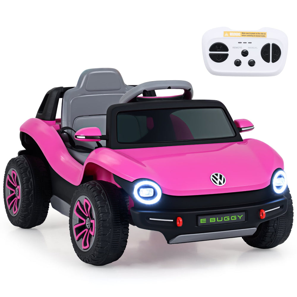 12V Kids Electric Car Licensed Volkswagen with Remote and LED Headlights-Pink