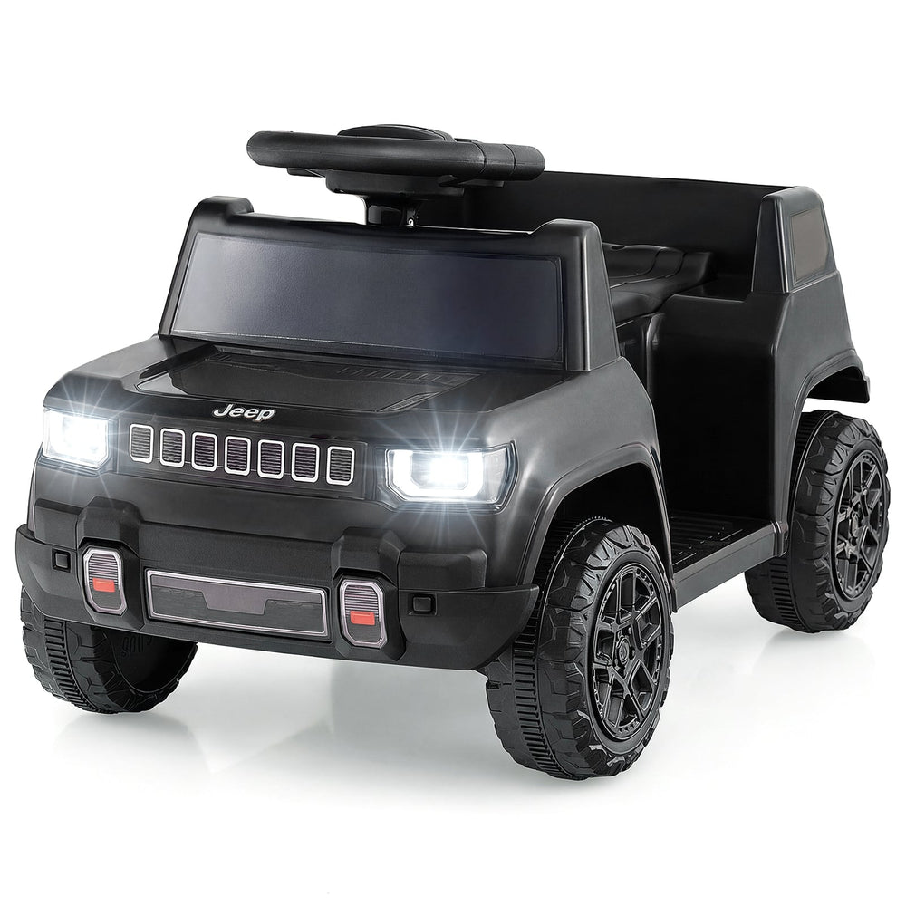 12V Kids Ride On Car Licensed Jeep Electric Vehicle with LED Lights for 18-96 Months-Black