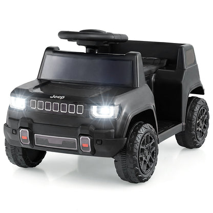12V Kids Ride On Car Licensed Jeep Electric Vehicle with LED Lights for 18-96 Months-Black