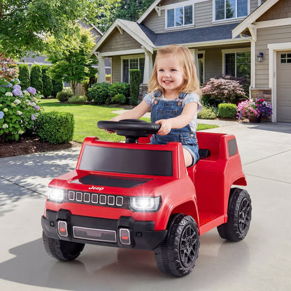 12V Kids Ride On Car Licensed Jeep Electric Vehicle with LED Lights for 18-96 Months-Red