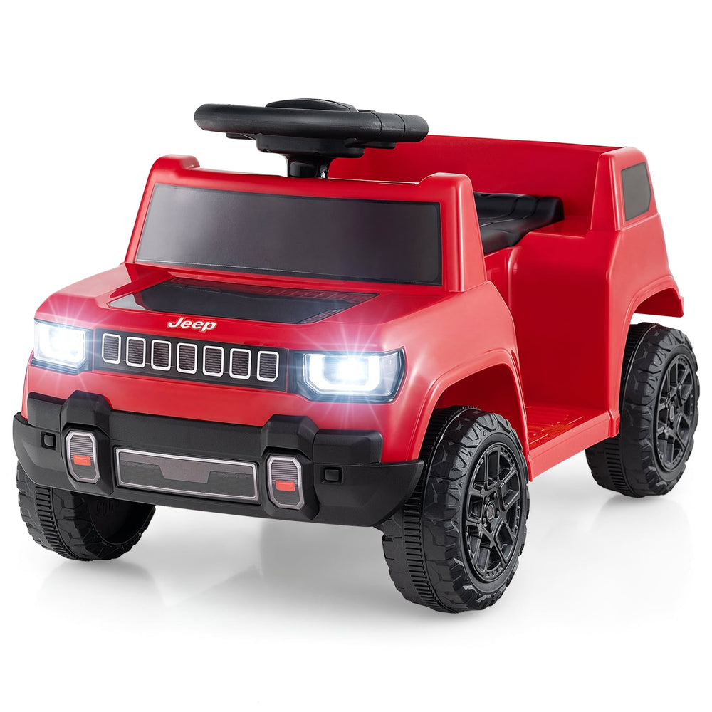 12V Kids Ride On Car Licensed Jeep Electric Vehicle with LED Lights for 18-96 Months-Red