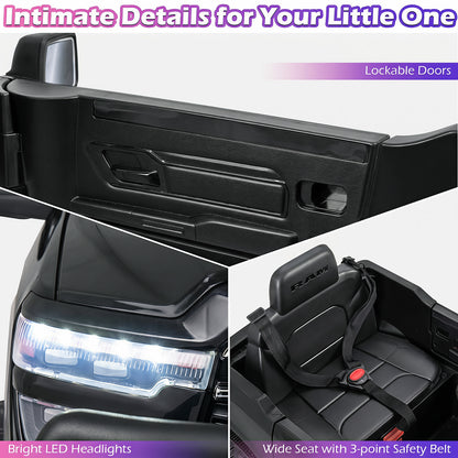 12V Kids Ride On Car with Remote Control and LED Lights-Black