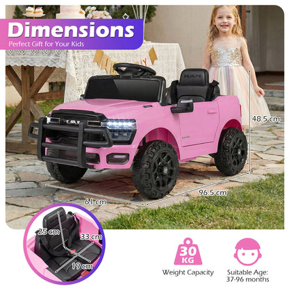 12V Kids Ride On Car with Remote Control and LED Lights-Pink