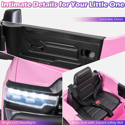 12V Kids Ride On Car with Remote Control and LED Lights-Pink