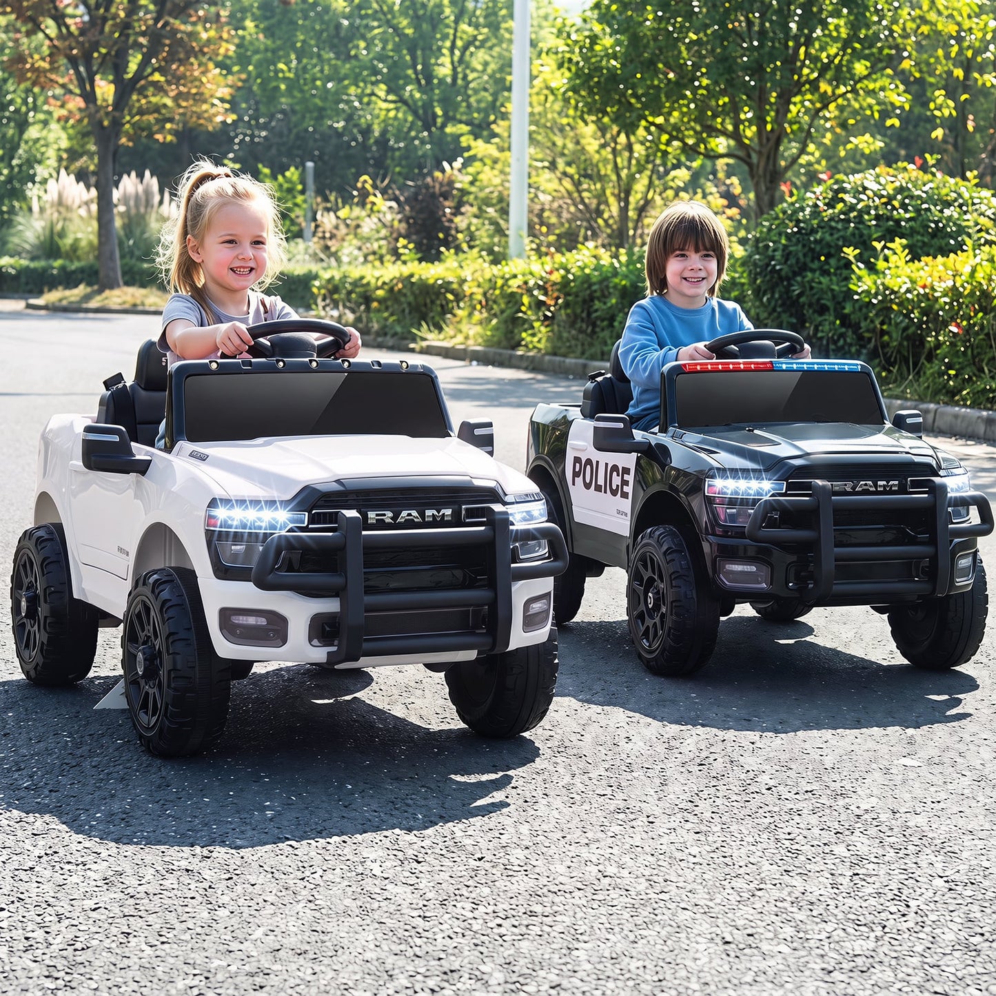 12V Kids Ride On Car with Remote Control and LED Lights-White